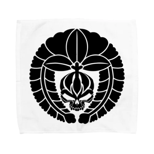 下がり藤に髑髏 黒（オリジナル家紋シリーズ） Towel Handkerchief