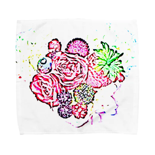 ベリーと薔薇のハート　 Towel Handkerchief