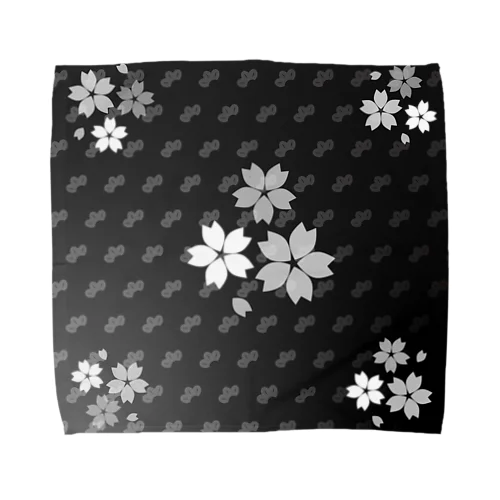 桜松2-黒 Towel Handkerchief