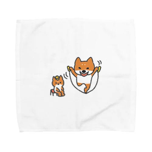 縄跳びをする犬と座っている犬 Towel Handkerchief