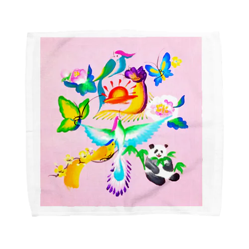 可愛い花文字「楽」タオル Towel Handkerchief