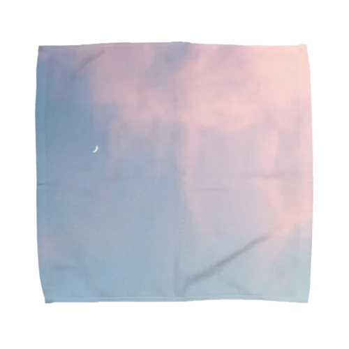 白い月と夕暮れ Towel Handkerchief