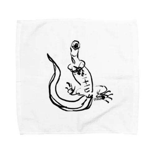 【黒】ヘソ天オオトカゲ / HESOTEN VARANUS Towel Handkerchief