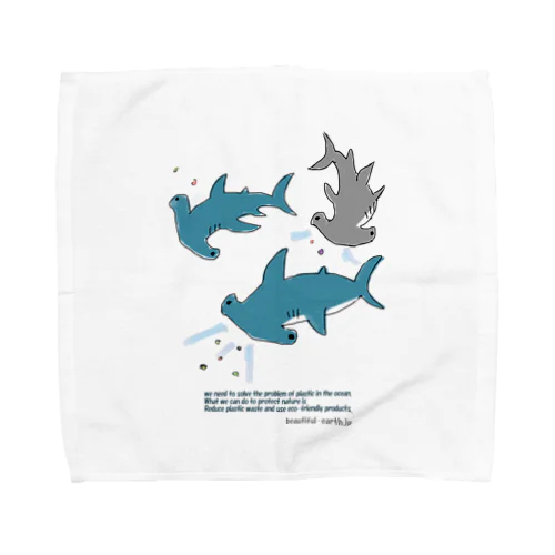 マイクロプラスチックとハンマーヘッドシャーク Towel Handkerchief