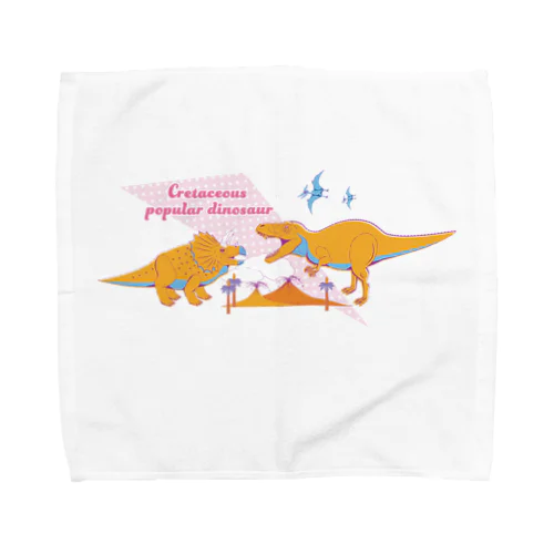 ティラノサウルスとトリケラトプス　80年代風レトロポップな恐竜 Towel Handkerchief