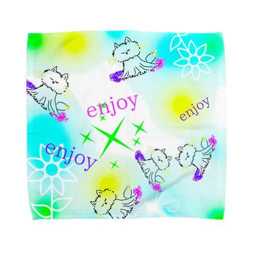 ふわふわ水色enjoy Towel Handkerchief