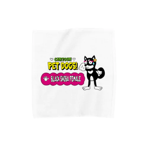 【102F】C･PETDOGS『Black Shiba Female』タオルハンカチ Towel Handkerchief