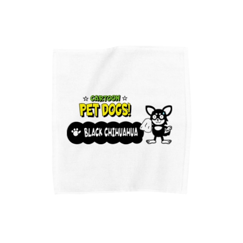【902M】C･PETDOGS『Black Chihuahua』タオルハンカチ Towel Handkerchief