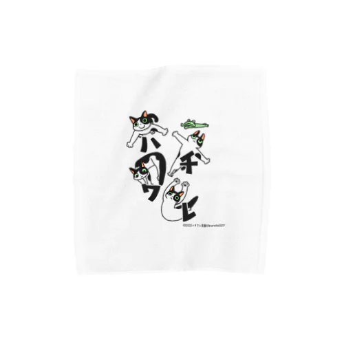 ねこ文字ハチワレ Towel Handkerchief