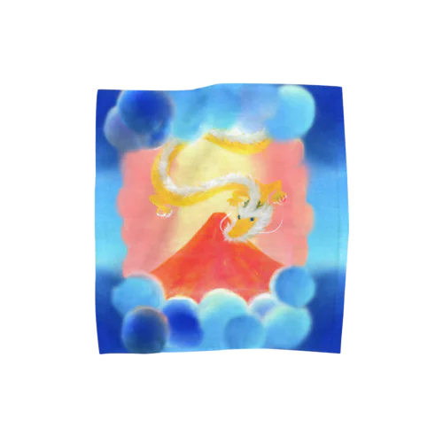 赤富士と金龍 【しあわせ夢絵 公式 オリジナルグッズ】 Towel Handkerchief