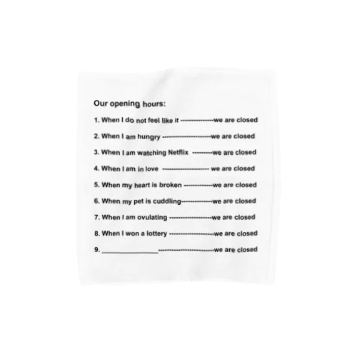 Opening Hours (Black & White) Towel Handkerchief