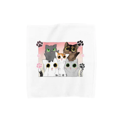 5匹ねこほうイラストグッズ Towel Handkerchief