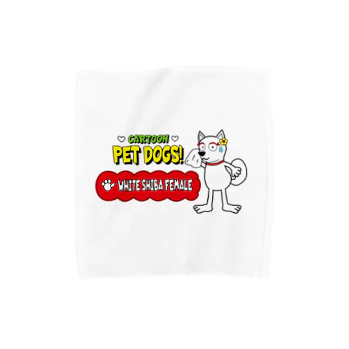 【1102F】C･PETDOGS『White Shiba Female』タオルハンカチ Towel Handkerchief