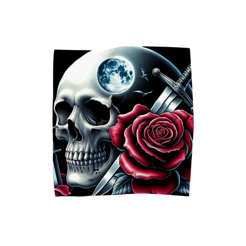 死神と薔薇（四角）AI生成 タオルハンカチ