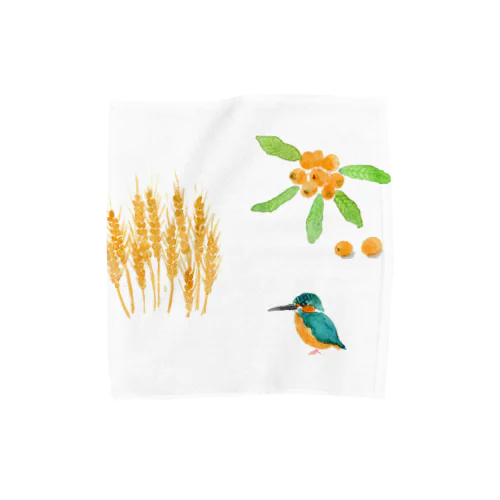 麦・枇杷・カワセミ Towel Handkerchief