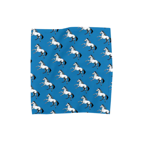馬の絵ハンカチ青 Towel Handkerchief
