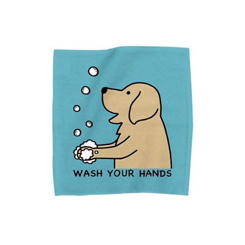 wash hands ブルー Towel Handkerchief