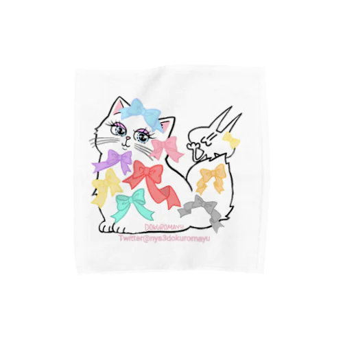 リボンがきゅーとなねこちゃんとニャーさん Towel Handkerchief
