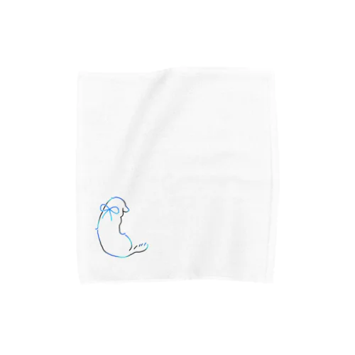 青いリボンの犬(短足) Towel Handkerchief