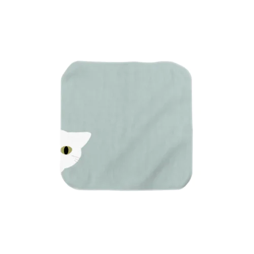 ねこはみてるぞ　白猫 Towel Handkerchief