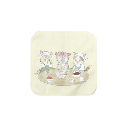 ３にゃんクッキング Towel Handkerchief