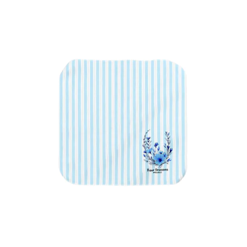 青い野の花のタオルハンカチ【A1】 Towel Handkerchief