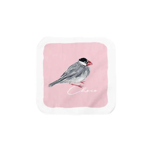 チョコちゃん白縁アリ（②画用紙タッチ淡めピンク） Towel Handkerchief