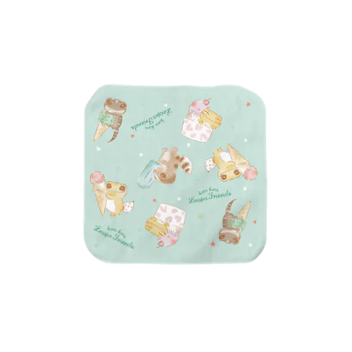 Happy ice cream きらきらレオパふれんず kirakira leopa Towel Handkerchief