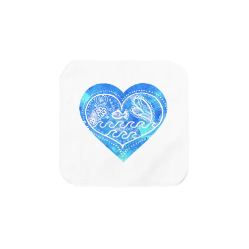 blue heart  タオルハンカチ Towel Handkerchief