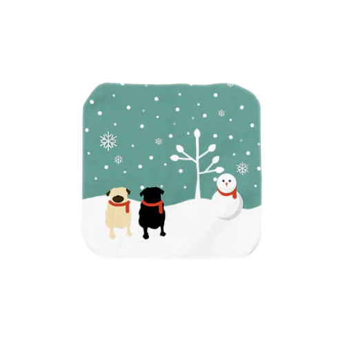 Snow PUG (Fawn&Black) Towel Handkerchief