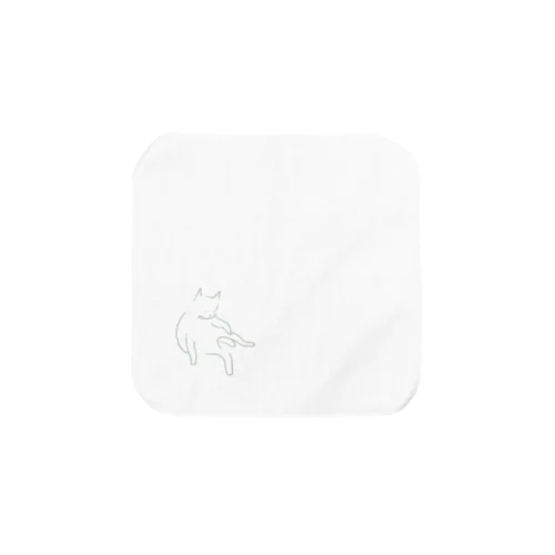 おっさん座りねこ（緑） Towel Handkerchief