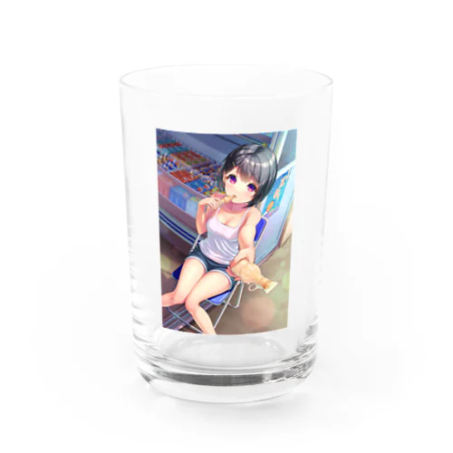 朝食中の女の子イラストグッズ Water Glass