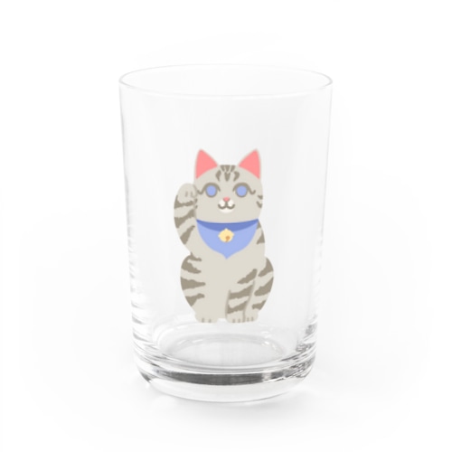 招き猫　サバトラ Water Glass