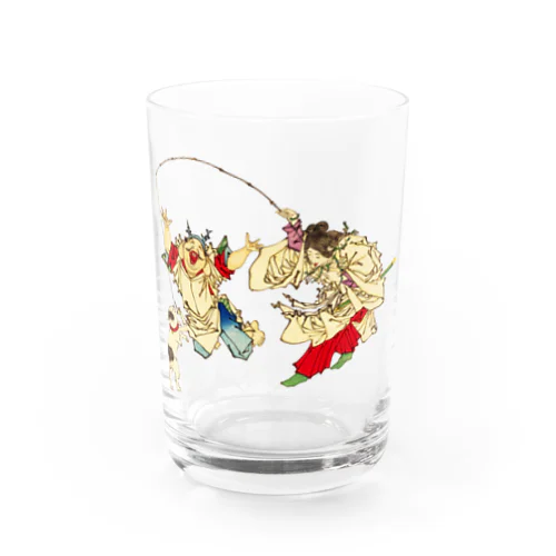 猫と遊ぶ神功皇后と恵比寿天 Water Glass