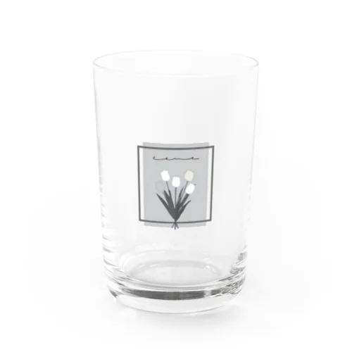 grayish color × white × charcoal ×  tulip bouquet Water Glass