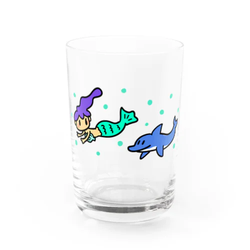 人魚姫と仲良しイルカ Water Glass