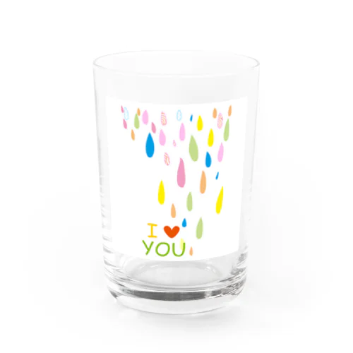 カラフル雨粒のILoveYou Water Glass