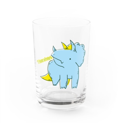 トリケラトプス好きのトリケラちゃんpopカラー Water Glass