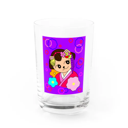 猫 舞妓さん 和柄 Water Glass