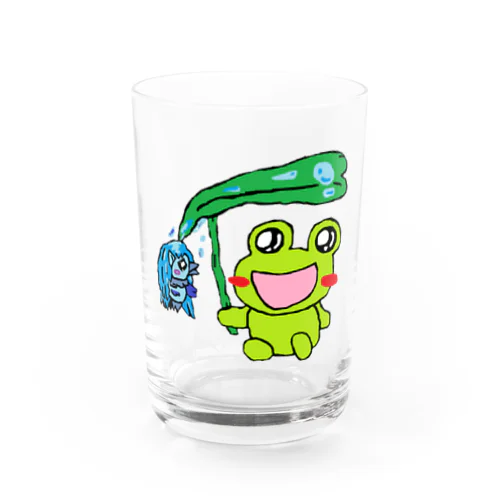 アマビエとあめかえる Water Glass