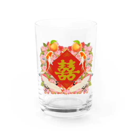 【前面】めでたい双喜紋 Water Glass