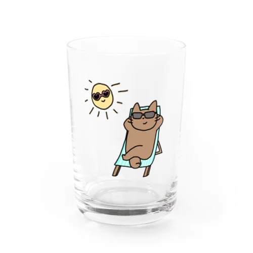 太陽と仲良し☀️こんがりねこ Water Glass