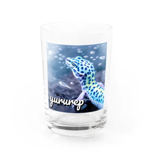 ゆるれぷ公式Tシャツ＆カップ　可愛い水属性レオパちゃん Water Glass