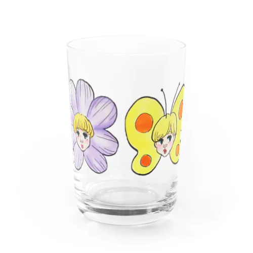 花とちょうちょ Water Glass