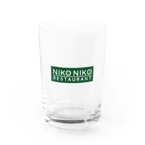 nikonikoロゴグリーン Water Glass