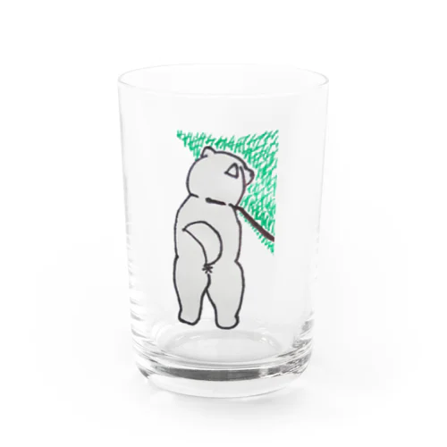 白い犬のおしり Water Glass