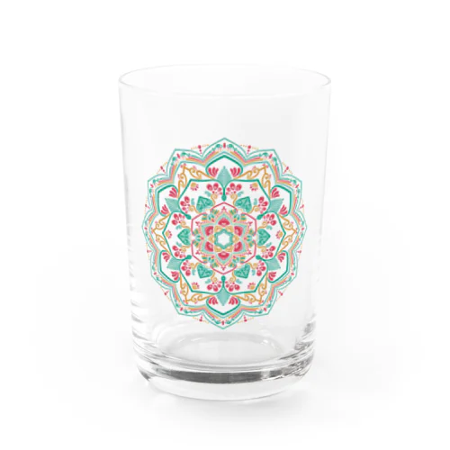 マンダラアート(夏色、植物、ビビッド) Water Glass