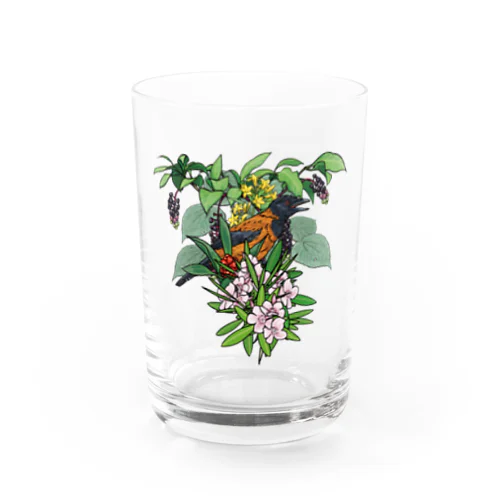 有毒動植綵絵 ズグロモリモズ キョウチクトウ Water Glass