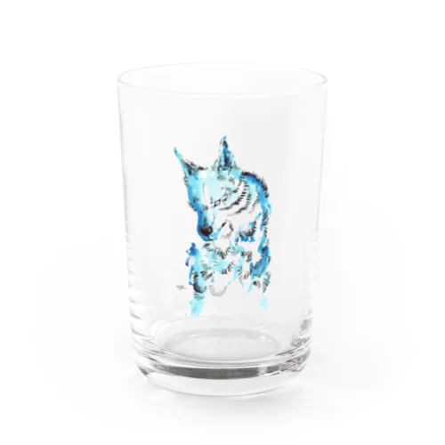 Watercolor wolf Water Glass