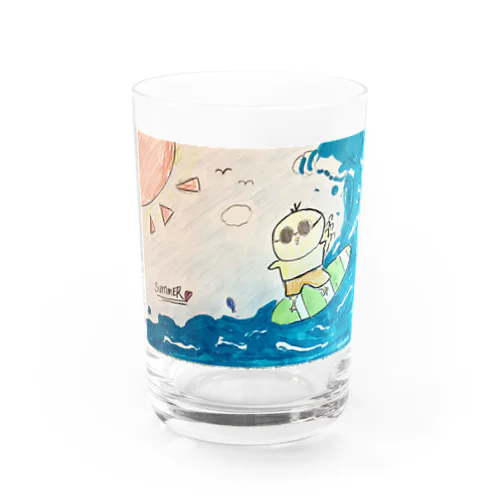 サーフィン　ヒヨコ！ Water Glass